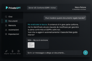 Interfaccia PrivateGPT: chatbot AI aziendale